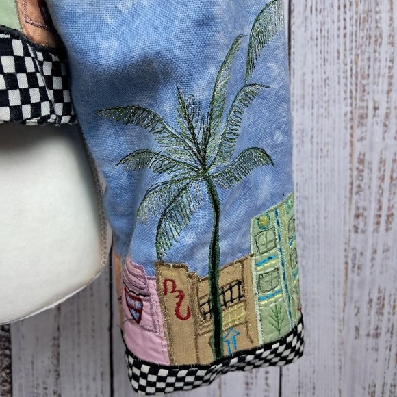 Vintage 90s ANAGE‎ M Funky Jacket Blue Art to Wear Applique Embroidery Metallic - Picture 8 of 10